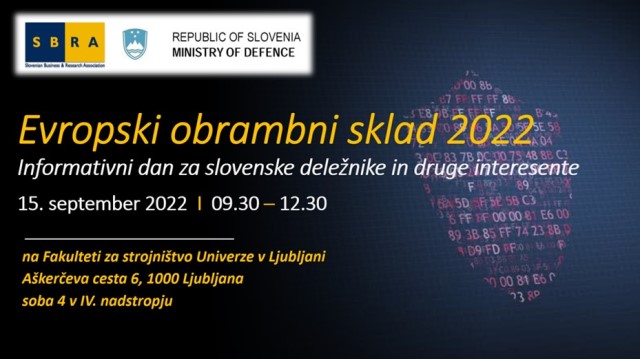 Arhiv: Vabilo na slovenski informativni dan o razpisih iz Evropskega obrambnega sklada 2022