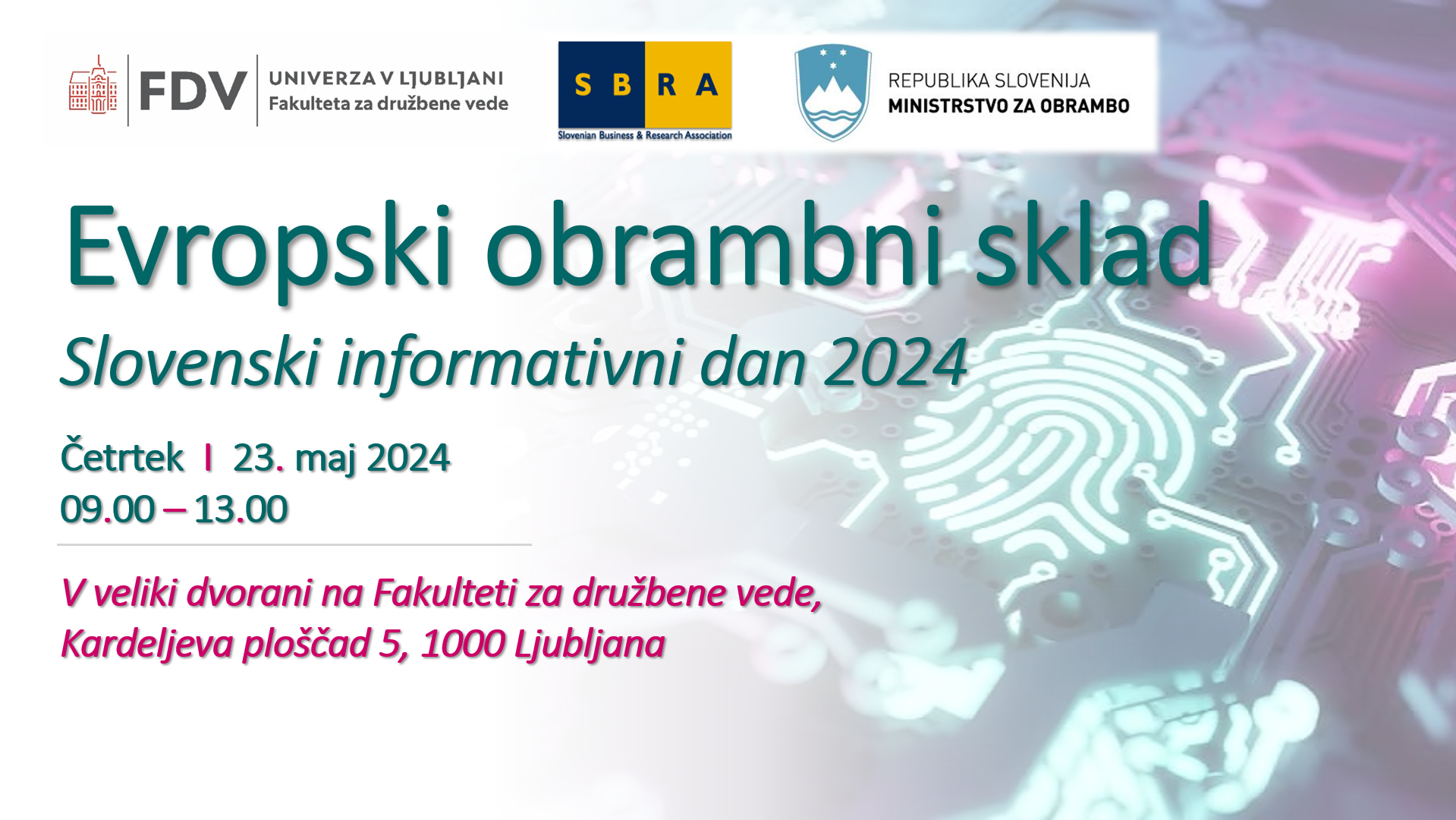 Arhiv: Vabilo: Evropski obrambni sklad - Slovenski informativni dan 2024; 23. maj 2024 